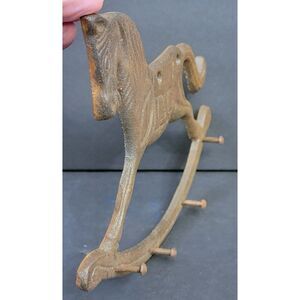Vtg Cast Iron Rocking Horse Wall Hook/Key Hanger/Decorative Decor Rustic Finish